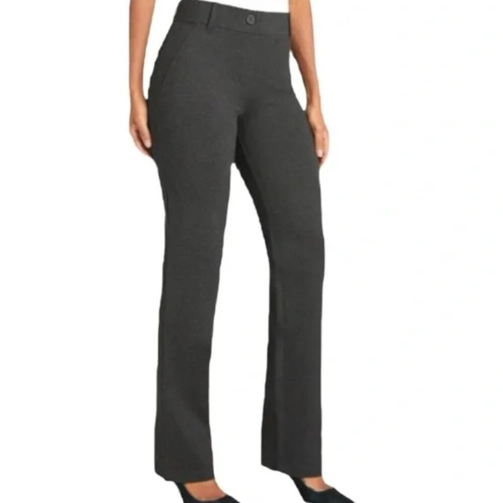 Betabrand Dress Yoga Pants in Charcoal Gray Straight Leg Size Large